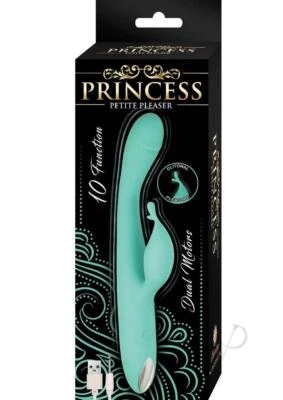 Vibrador estimulante doble recargable de silicona Princess Petite Pleasure - Aqua Foto 1 de 2