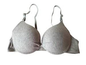 Sujetador push up rico en algodón acolchado con aros gris jaspeado grande sin marca - Imagen 1 de 4