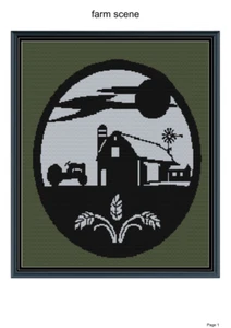 Farm scene blanket pattern, 50x60", written and graph pattern included - Picture 1 of 1