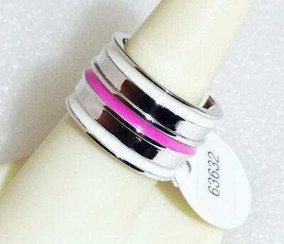 Lia Sophia  FAST TRACK Ring w/ White & Pink on Silver Tone Sz-7 - Image 1 of 3