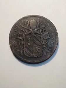 1852 R 5 BAIOCCHI POPE PIUS IX PAPAL STATES ANTIQUE COPPER COIN - Picture 1 of 12
