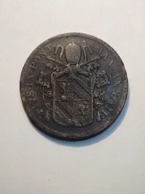 1852 R 5 BAIOCCHI POPE PIUS IX PAPAL STATES ANTIQUE COPPER COIN - Image 1 of 4