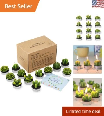 Charming Cactus Candles - Set of 12 Handcrafted Tealights for Cozy Decor - Image 1 of 4