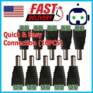 10 pcs 2.1x5.5mm DC Male Power Jack Connector Plug Adapter for CCTV Camera LED