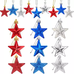 36Pcs Patriotic Star Ornaments Memorial Day Independence Day Labor Day Veterans - Picture 1 of 12