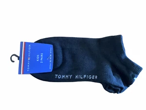 Tommy Hilfiger Kids’ Unisex 2 Pack Black Trainer Socks Flag - Picture 1 of 6