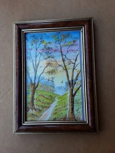 Original Aquarell Gemälde. Initialisiert, Bäume und Wald, 7"×5" OOAK, klein  - Bild 1 von 4