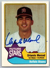 1989 CMC Triple A All-Stars #15 Orlando Merced SIGNED   Buffalo Bisons