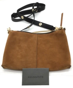 AllSaints Eve Leather Crossbody Bag in Amber Brown - Picture 1 of 8