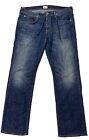 Hudson Clifton 5 Pocket Boot Cut Blue Jeans Size 38 x 33 Cotton Distressed Cuffs