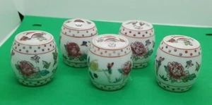 5 Bunte Vintage Chinesisch Handbemalt Porzellan Deckel Küche Kräuter Gewürzglas 2,5 Zoll - Bild 1 von 8