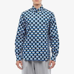 MARNI 295642 Block Print Shirt (Blue/Black) Men's Clothing, IT/50, US/L - Picture 1 of 2