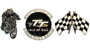 Isle Of Man TT Greatest Race Set Motorcycle Metal Biker Motorbike Badges NEW