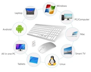 Black Gray Wireless Keyboard And Mouse Combo With Usb Portability - Picture 1 of 5