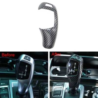 1 peça tampa de botão de mudança de marcha dianteira aparência de fibra de carbono compatível com BMW X4 F26 X3 F25 - Imagem 1 de 4