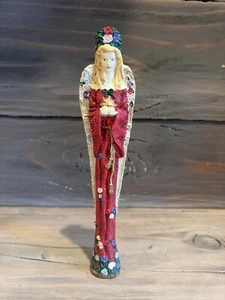 Vintage dünner Bleistift Engel Weihnachten Urlaub Porzellan Engel hält Stern 10" - Bild 1 von 2