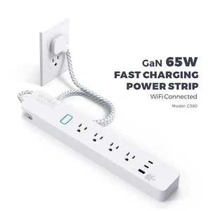 Smart Wi-Fi Surge Protect Power Strip with 65W Fast Charge Station - Picture 1 of 6