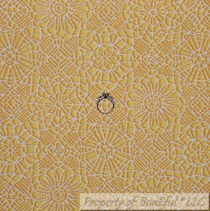 BonEful FABRIC FQ Cotton Quilt Yellow White VTG Lace Flower Garden Cottage Print - Picture 1 of 12