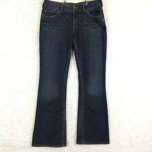 Silver Jeans Womens Suki Boot Cut Denim Blue Dark Wash Whiskering Mid Rise 31 - Picture 1 of 11
