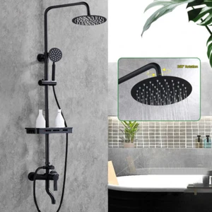 Grifo de ducha de baño negro de 8 pulgadas sistema de ducha ducha de lluvia con ducha de mano latón - Imagen 1 de 15