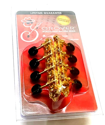 Grover Gold/Black Button "A" Style Mandolin Tuners/Machines/Tuning Pegs 409GB - Image 1 of 2