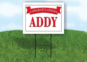 ADDY CONGRATULATIONS RED BANNER 18in x 24in Yard sign with Stand - Imagen 1 de 1