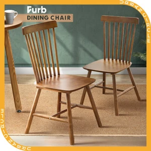 Furb Dining Chairs Set of 2 Soild Wood Accent Kitchen Chair Brown - Picture 1 of 7