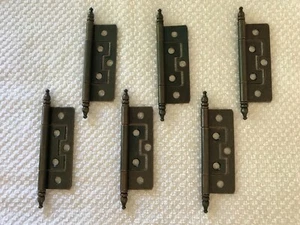~Antique Copper🚪Non-mortise Hinges, Finial Tips- 6 Hinge Lot 2 1/2"  W/screws💥 - Picture 1 of 4