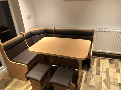 CORNER BENCH TABLE 2 STOOLS WITH STORAGE - Image 1 of 4