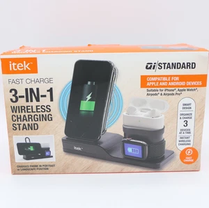 Soporte de carga inalámbrico itek carga rápida Qi 3 en 1 para reloj, auriculares y teléfono - Imagen 1 de 3