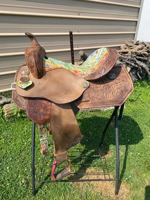 Used 16"  Silver Royal cactus Western barrel saddle - Image 1 of 4