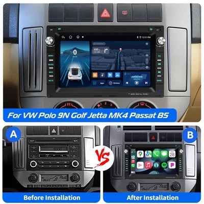 6+128G Car Stereo Radio Carplay GPS BT For VW Polo 9N Golf 4 Passat B5 T5 +Cam - Image 1 of 4