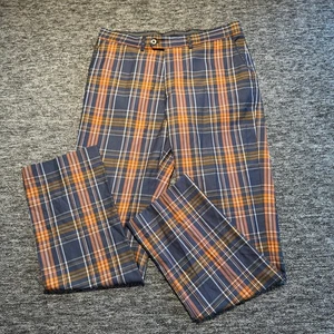 Galvin Green Golf Trousers Mens W36 L34 Blue Orange Plaid Tailored Dress Pants - Picture 1 of 8