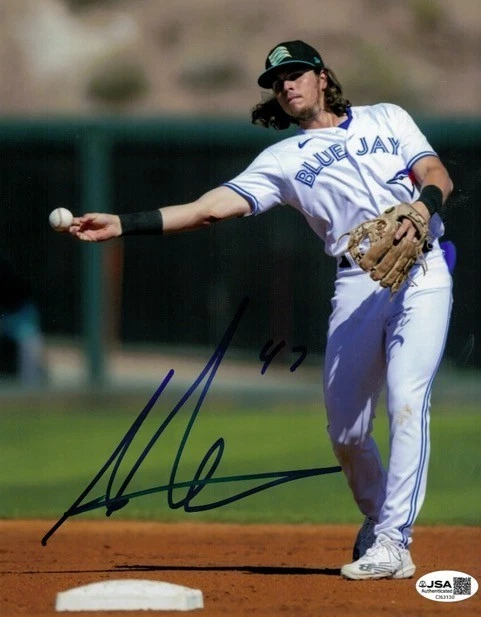 Addison Barger Toronto Blue Jays Signed 8x10 MLB Baseball Throwing Ball Photo - Image 1 of 1