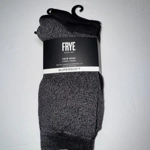 FRYE Supersoft Crew Socks 3 Pairs 2 Solid Black 1 Mix Black Women's - Picture 1 of 4