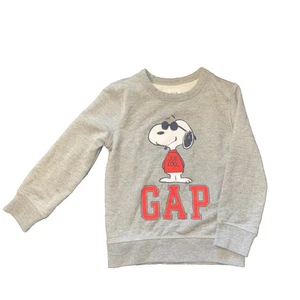 Gap Kids XS (4-5) Peanut Logo Pullover Sweatshirt “Snoopy Grey Heather” #891277 - Picture 1 of 7