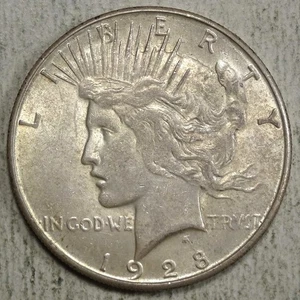 1928-S Peace Dollar, Choice Almost Uncirculated, Original      1027-21 - Picture 1 of 3