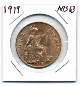 Großbritannien. One Penny. 1919 Wahl Stempelglanz meist rot - Bild 1 von 2