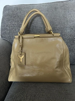 Vintage Large YSL Majorelle Patent Handbag In Camel - Image 1 of 4