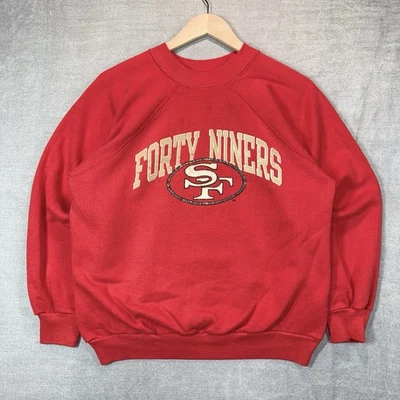 Sudadera San Francisco 49ers Para Hombre Mediana Roja Cuello Redondo De Colección EE. UU. Envejecida Foto 1 de 4