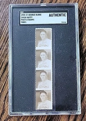 Chick Hafey HOF 1935-37 George Burke Photo Stamps Uncut Panel Of Four *Rarity* - Image 1 of 2
