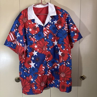 FOX News Stars & Stripes Floral Hawaiian Button-Up Shirt Size XL - Image 1 of 4