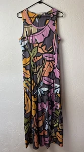 Soft Surroundings Jolyn Maxi Sleeveless Dress Size Medium Colorful Tropical Leaf - Picture 1 of 6