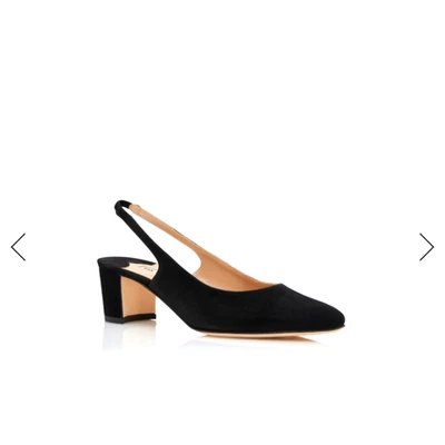 Manolo Blahnik Allurasan 黑色麂皮绒露背高跟鞋 9.5 码 — 第 1/4 张图片