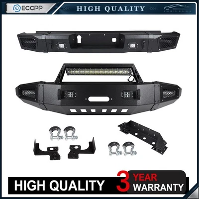 Parachoques trasero delantero de acero todoterreno ECCPP con luz LED para Chevy Silverado 2500 15-17 Foto 1 de 4