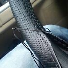 DIY Black Anti Slip PU Leather Car Steering Wheel Cover Stitch Sew-On 37-38cm