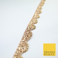 Chrome Pearl Beaded Swag Scalloped Metallic Ribbon Trim Border Lace - 2.2cm Wide