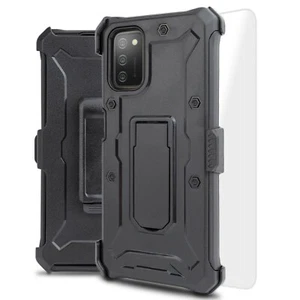 For Samsung Galaxy A02S Case Holster Belt Clip Stand Shockproof + Tempered Glass - Picture 1 of 43