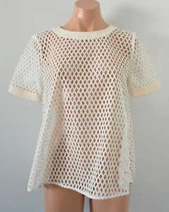 Kookai Top Womens Size 36 White Cream Pink Lace Blouse Short Sleeve - Picture 1 of 10