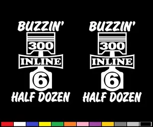 300 INLINE 6 PISTON DECALS BUZZIN 1/2 DOZEN STRAIGHT TRUCK ENGINE EMBLEM STICKER - Foto 1 di 1